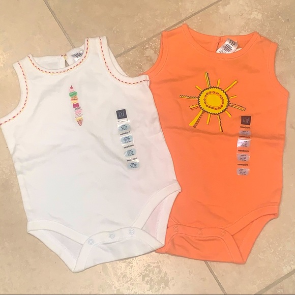 NWT Vintage Baby Gap Ice Cream Sunshine Onesies Sleeveless Bodysuit Bundle 6-12M - Picture 1 of 3